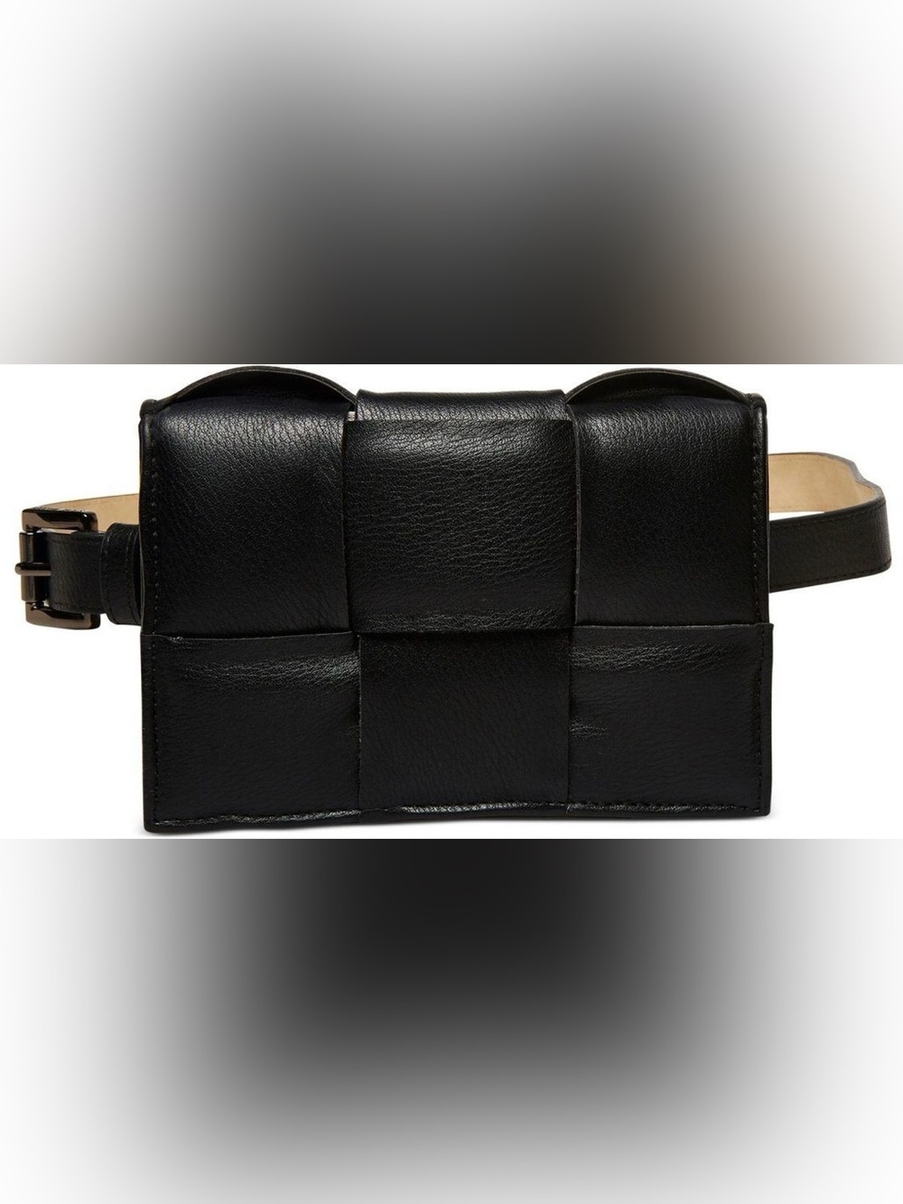 Steve Madden Black Woven Leather Crossbody Belt Bag